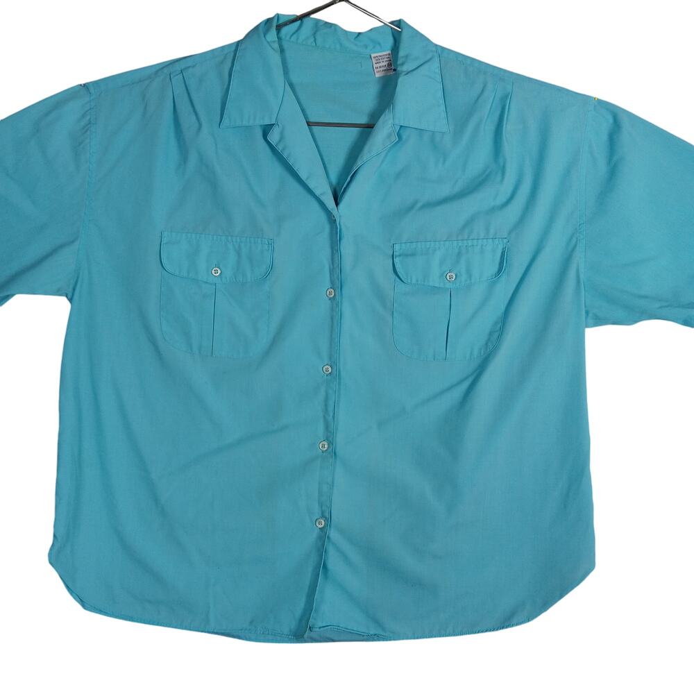 Vintage Kmart 90's Button Down Shirt Size Large (40EU)Blue Short Sleeve Collared